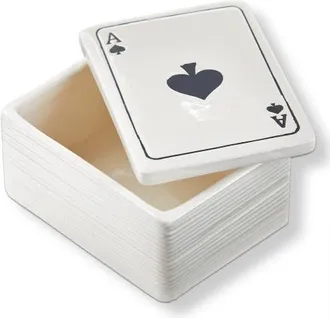 Tag Ace of Spades White Earthenware Lidded Trinket Box 3.2 x 4.25 x 2.25 in at Nordstrom