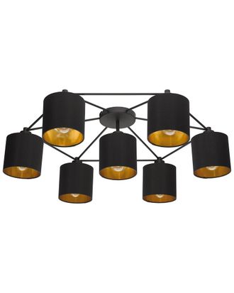 Eglo Eglo Staiti 7 Light Ceiling Light With Black Finish & Black With Gold Interior Shades