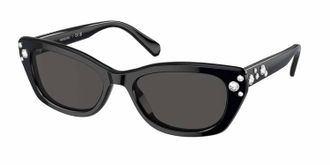 Swarovski Womens Pillow With Crystal Embellishment Sunglasses In Black/ Grey