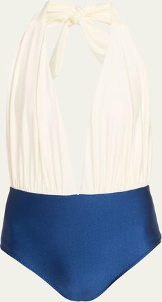Verandah Colorblock Plunge One-Piece Swimsuit
