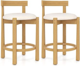 Costway 62CM Counter Height Bar Stools Set of 2 with Backrests-Beige