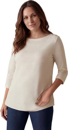Jessica London Stretch Cotton Boatneck Tunic in White at Nordstrom, Size 12