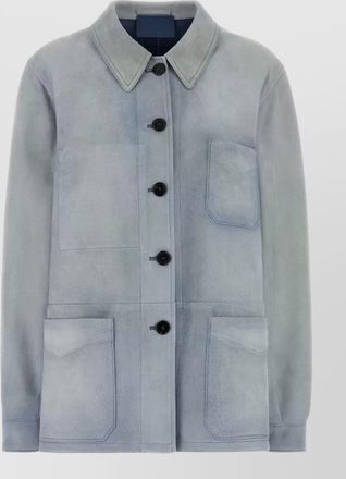 Prada lamb leather single-breasted coat