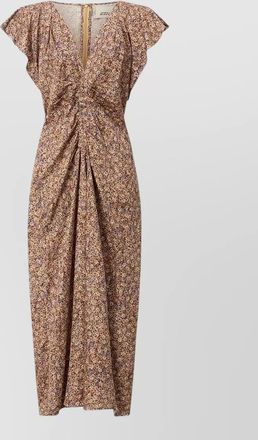 Isabel Marant floral midi dress v neckline ruffle