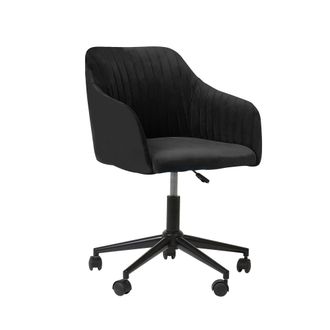 Beliani Beliani - Silla De Oficina De Terciopelo Negro Giratoria Altura Acolchado Venice