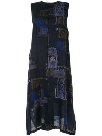 Yohji Yamamoto Jurk met abstracte print - Blauw