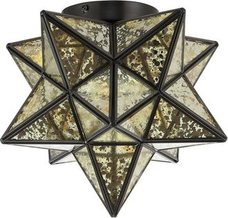 Jonathan Y Designs Jonathan Y Stella 12In Moravian Star Metal/Mercury Glass Led Flush Mount