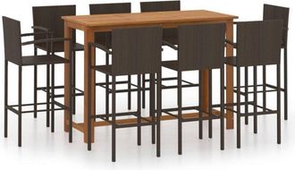 vidaXL Conjunto De Bar Para Jard&iacute;n 9 Piezas Marr&oacute;n Vidaxl