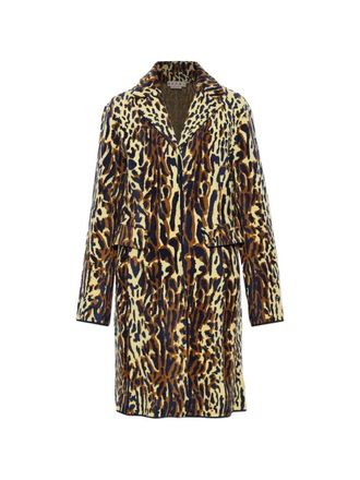 Marni gele wollen chenille jas met dierenprint