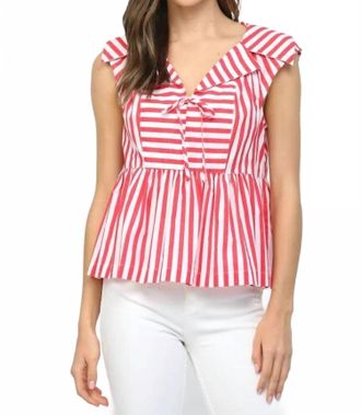 Fate Peplum Striped Top In Red