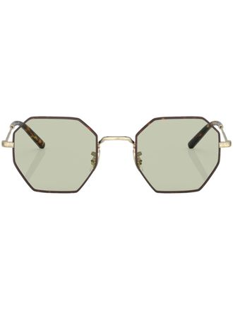 Oliver Peoples Occhiali da sole squadrati con effetto tartarugato - Oro