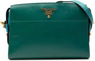 Prada Pre-owned Prada Bicolor Saffiano Vernice Esplanade Crossbody LKFH8UD31RNMAZUA