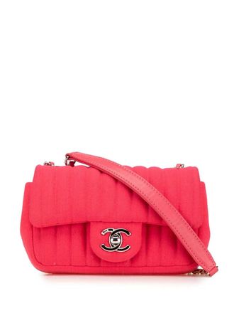 Chanel 2016-2017 Mini Vertical Quilted Jersey Single Flap shoulder bag - Pink