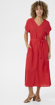 Cream Jurk A-shape red