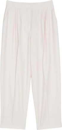 Twinset Pantaloni Cropped in Fresco di Lana - Dames - Wijde Broeken - Roze - M - Leer - Broeken