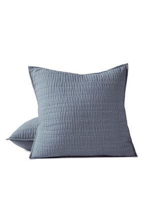 Coyuchi Channel Handstitched Organic Cotton Sham in Indigo Chambray at Nordstrom, Size Euro