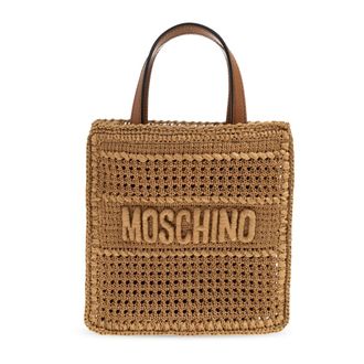 Moschino Handbags, female, Beige, Size: ONE SIZE Bag With Embossed Logo