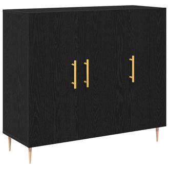 Berkfield Home Black Oak Sideboard 90x34x80 cm made of Engineered Wood | Size: 90 x 34 x 80 cm