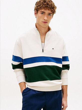 Tommy Hilfiger Stripe Relaxed Quarter-Zip Jumper