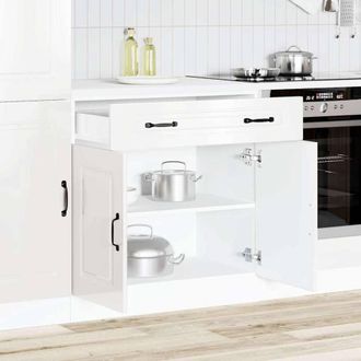Berkfield Home Kitchen Base Cabinet Kalmar High Gloss White Engineered Wood