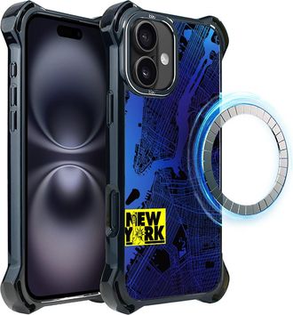 OEM Funda Ibizu Dropguard Ultra Para Iphone 16 Plus Con Magsafe, Mapas Del Mundo, Nueva York