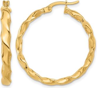 Diamond2Deal 14K Yellow Gold Round Twisted Hoop Earrings 30.18 mm