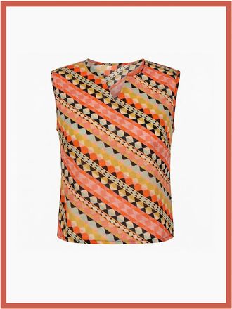 Nooki Design Womens Georgia Geometric Printed Knot Top - Multi - Size: 14