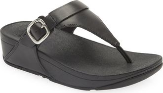 FitFlop Lulu Adjustable leather toe-post sandals in All Black at Nordstrom, Size 11