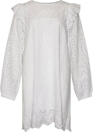 Tiffany & Co. Witte Midi Lange Mouw Jurk - Dames - Korte kleedjes - Wit - L/Xl - Kleedjes