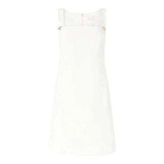 Genny Short Dresses, female, White, S, Square-neck Rhinestone-Embellished Dress