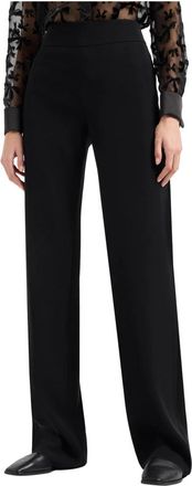 Emporio Armani Techno Cady Palazzo Broek - Dames - Wijde Broeken - Zwart - S - Leer - Broeken