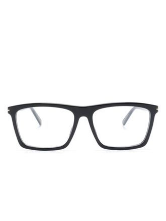 Gucci logo engraved rectangle-frame glasses - Black