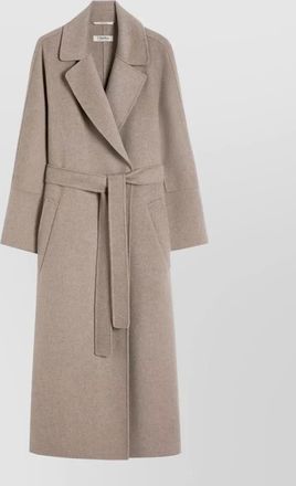 Max Mara long coat belted waist notched lapels pockets