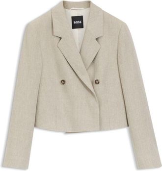 BOSS Oversize-fit blazer in a herringbone-patterned linen blend
