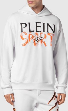 Plein Sport Felpa con cappuccio in cotone con logo a contrasto e tasche America
