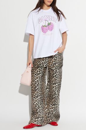 Ganni T-shirt With Logo, Womens, White