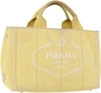 Prada Pre-owned Canvas Tote Bag - Dames - Vintage Shopper - Geel - ONE Size - Vintage