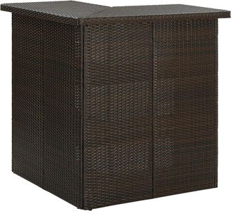 vidaXL Vidaxl Tavolo Da Bar Ad Angolo Marrone 100x50x105 Cm In Polyrattan