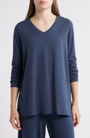 Eileen Fisher Long Sleeve V-Neck Tunic Top in Ocean at Nordstrom Rack, Size Xx-Small
