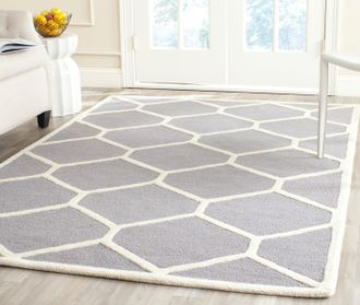 Safavieh Cambridge Hand Made Area Rug, Silver / Ivory Contemporary Style Non-Shedding