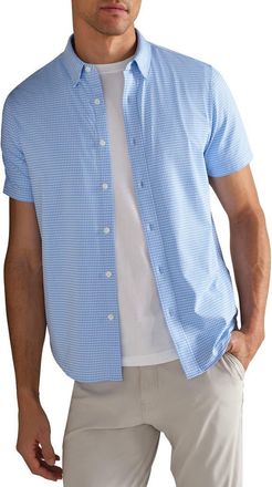 Rhone Commuter Short Sleeve Button-Up Shirt in Light Blue Gingham at Nordstrom, Size Xx-Large