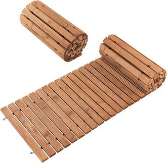 Costway Costway - Cosway Camino Enrollable De Madera 245 Cm Para Jard&iacute;n, Pasarela Con Alambre Y Textura Antideslizante Resistente A La Intemperie, Pasarela De