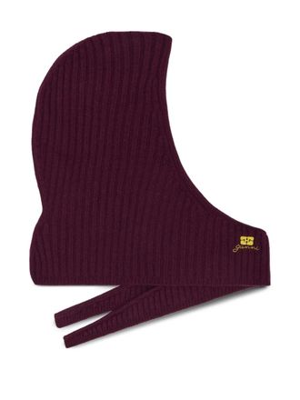 Ganni embroidered-logo balaclava - women - Fabric - One Size