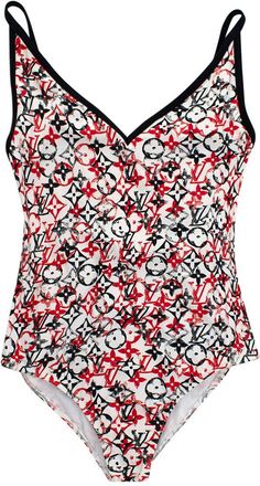Louis Vuitton Red and White Monogram Swimsuit Size L