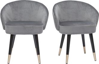 Miliboo Miliboo - Set De 2 Sillas De Dise&ntilde;o De Terciopelo Gris Y Patas De Metal Negro Brizo