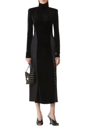 Lanvin Velvet Midi Dress in Black at Nordstrom, Size 38 Eu