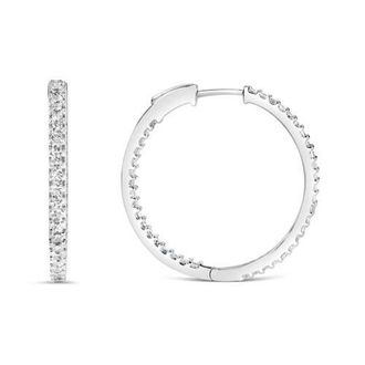 House of Brilliance 14K White Gold 1.0 Ct Princess Diamond Inside Out Hoop Earrings - 23 MM at Nordstrom