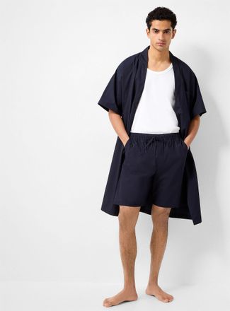 Rue De Tokyo Mens Navy crisp poplin pyjama short