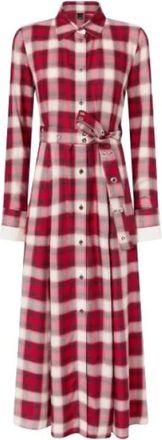 Pinko Atropa Jurk - Dames - Shirt Kleedjes - Rood - M - Katoen - Kleedjes