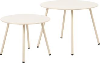 Beliani Conjunto De 2 Mesas De Centro De Jard&iacute;n Modernas De Acero Con Recubrimiento En Polvo 50 X 50 X 40/60 X 60 X 45 Cm Beige Vimercate